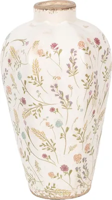 Produktbild von Clayre & Eef Vase Ø 17x30 cm Beige Rosa Keramik Blumen