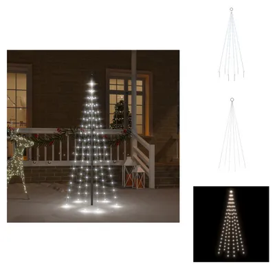 Immagine prodotto di vidaXL Albero di Natale a LED per pennone bianco freddo 108 LED 180 cm - Illuminazione natalizia