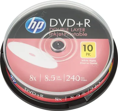 Zdjęcie produktu dla HP DVD+R DL 8,5GB, 240Min, 8x, Cakebox, 10 płyt CD, z nadrukiem