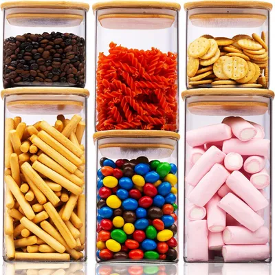 Produktbild von Vorratsgläser mit Deckel Luftdicht + Etiketten - 6-teiliges KOMBI-SET - Müsli Cornflakes Spaghetti - Glasvorratsdosen - Küchen Aufbewahrungsbox - Vorratsglas