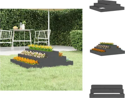 Obrázok produktu pre vidaXL Kvetináč sivý 80x80x27 cm z masívneho borovicového dreva - Kvetináče a sadenice