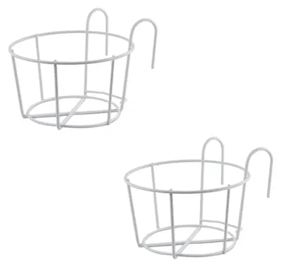 Produktbild von Blumentöpfe fürs Geländer, Blumenständer, runder Eisenblumentopf für den Garten, Hängeblumentopf fürs Geländer, runde Pflanzgefäße, geeignet für Balkon, Garten, Zaun, drinnen und draußen