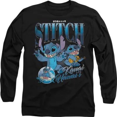 Produktbild von Lilo & Stitch - "Homage" T-Shirt für Herren/Damen Uni Langärmlig TV19981 (XL) (Schwarz)