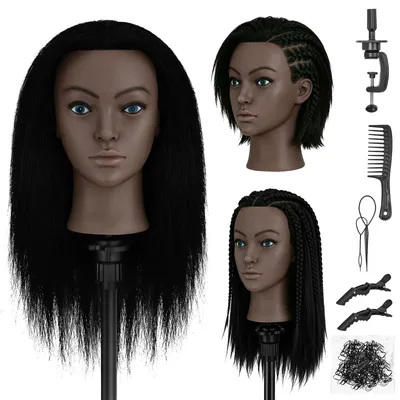 Immagine prodotto di Solidchoice - Manichino per parrucchiere afro con capelli 100% naturali, lunghezza 45 cm