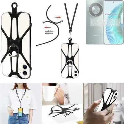 Produktbild von K-S-Trade 3in1 Handykette Handyband Handykordel Halsband Smartphone-Ring Handy-Ring kompatibel mit Honor Magic6 Lite Fingerhalterung Handyring