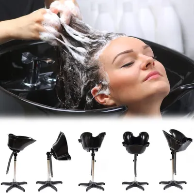 Produktbild von Tragbare Haarwaschstation – Mobile Waschbecken – Zum Haarewaschen – Höhenverstellbar – 48x50x25 cm – Schwarz