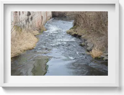 Produktbild von Tasovice Fluss Dyje Moravia– Wandbild mit Rahmen – Gerahmtes Bild  – Wanddekoration – 70x50 cm –  Weiß Rahmen