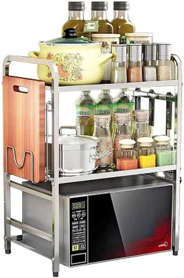 Productafbeelding van Keukenrek - Opbergrek - Keuken Organiseren - Met Haken - 60 cm - Zilver
