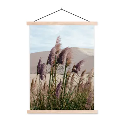 Produktbild von MuchoWow® Textilposter Pampasgras - Sand - Pflanzen - Düne 40x53 cm mit holzfarbenen Rahmen - Schlafzimmer