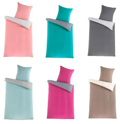 Produktbild von Dreamhome Mikrofaser-Seersucker-Bettwäsche 3-teilig, 200 × 200 + 2 × 80 × 80 cm, Grau