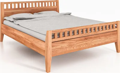 Productafbeelding van Bed ODYS, 120 x 190 cm, gemaakt van massief hout, met een houten hoofdeinde, naturel geolied