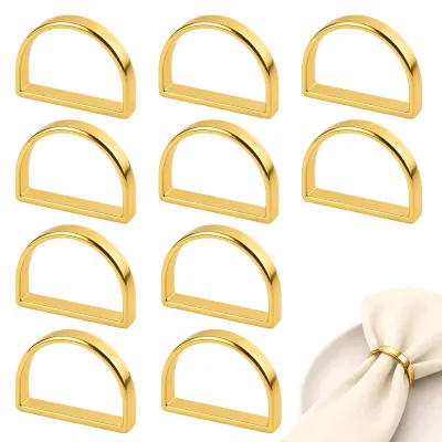 Serviettenringe gold, 10 Stück, Metall, halbrund, elegant