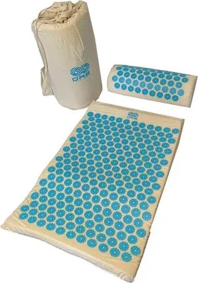 Produktbild von Akupressurmatte und Kissen-Kit für Schmerzkontrolle und Entspannungstherapie - Ideal für Rücken- und Nackenschmerzen, inklusive Tragetasche, Blau