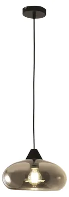 Image de Suspension Ela 27 Cm En Métal Et Verre Soufflé Fumé, Douille E27, Design Moderne Et Élégant Pour L'Éclairage Intérieur