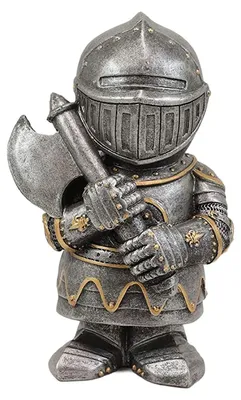 Productafbeelding van Tuindwerg "Ritterwache", tuindwerg-ornament, 13 cm hoog, buitenfiguur. Middeleeuwse kruisridder in ridderspantser. Waterdicht harsornament, geschikt voor tuin decoratie (003)