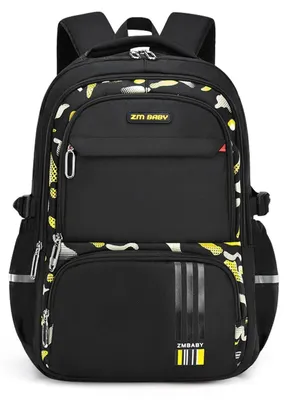 Immagine prodotto di Zaino per ragazzi e adolescenti, leggero e impermeabile, ideale per l'uso quotidiano, ergonomico, colore nero e giallo