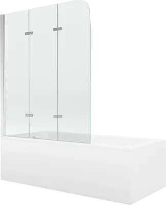 Produktbild von Mexen Cubik rechteckige Badewanne 170 x 70 cm mit Verkleidung und 3-flügeliger Abtrennung 120 cm, transparent, chrom - 55031707?