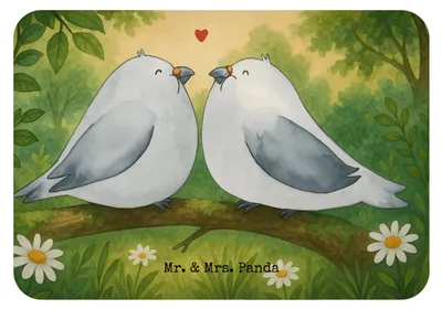 Produktbild von Mr. & Mrs. Panda magnet Turteltauben Liebe Design - Weiß - Geschenk, Notizhalter, Freundin, Tauben, whiteboardmagnet, Pärchen, Kühlschrankmagnet, wandmagnet