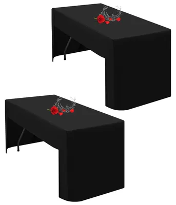 2er-Set schwarze Tischdecke für Klapptische 1,8 m