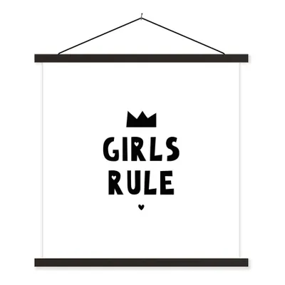 Produktbild von MuchoWow® Textilposter Zitate - Kinder - Mädchen - Mädchen regieren - Sprichwörter 40x40 cm mit schwarzem Rahmen - Fotos