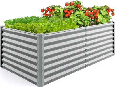Image de Potager surélevé en métal, 180 x 95 x 60 cm, fond ouvert
