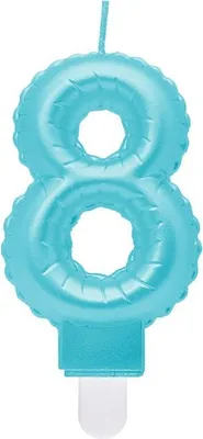 Produktbild von Kerze Zahl 8 hellblau "Folienballon"
