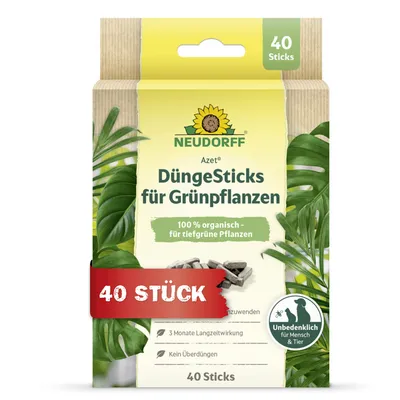 Produktbild von Neudorff Azet DüngeSticks für Grünpflanzen 40 Düngestäbchen - einfache Anwendung mit Langzeitwirkung