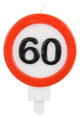 Immagine prodotto di 60. Candela di compleanno con segnale stradale