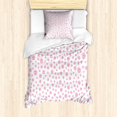 Produktbild von ABAKUHAUS Pearls Mantele, Baby-Rosa-Braut Theme, Milbensicher Allergiker geeignet mit Kissenbezügen, 135 cm x 200 cm - 80 x 80 cm, rosa, Weiß,