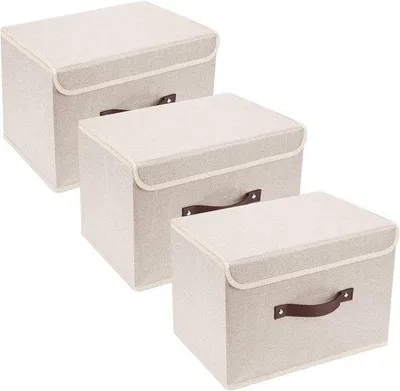 Produktbild von Famanu Aufbewahrungsbox faltbar waschbar 38x25x25 cm Set von 3 Beige