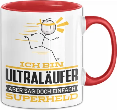 Produktbild von Ultraläufer Geschenk Tasse Ich Bin Ultraläufer Aber Sag Doch Einfach Superheld Lustige Geschenkdiee für Ultraläufer Kaffee-Becher (Rot)