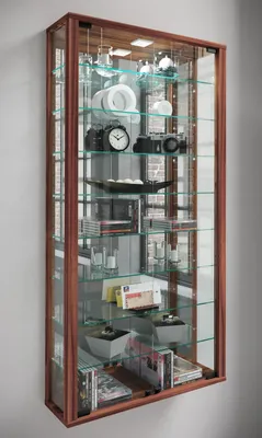 Produktbild von VCM Glasvitrine hängend | Vitrine Glas mit ESG-Sicherheitsglas | Maße ca. H. 115 xx B. 59 x T. 18 cm| Hängevitrine Glas | Modern und platzsparend | Glas Vitrinenschrank - Vitrosa Maxi Spiegel