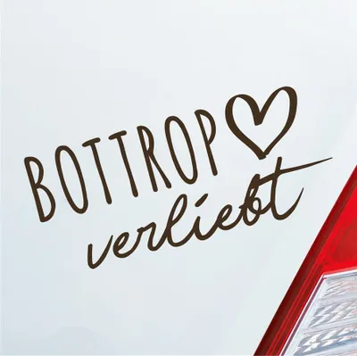 Produktbild von Auto Aufkleber Bottrop verliebt Herz Stadt Heimat Liebe Car 19x9 cm Braun Sticker Heckscheibenaufkleber