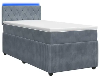 Obrázok produktu pre vidaXL Posteľ s pružinovou základňou, matracom a LED osvetlením, tmavosivá, 90 x 190 cm, s čalúnením z velúru