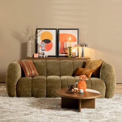 Produktbild von Bronx71 3-Sitzer Sofa Luca Chenille olive grün
