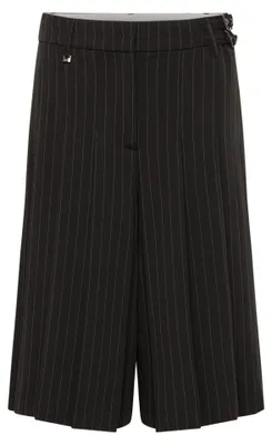 Produktbild von Schwarze Wide-Leg Culotte-Hose mit Nadelstreifen und Plissee-Fältelung, Größe 36