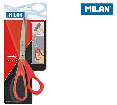 Obrázok produktu pre Milan BWM10151, Dospelý, rovný strih, Samostarný, Červená, Nerezová oceľ, Kancelárske nožnice