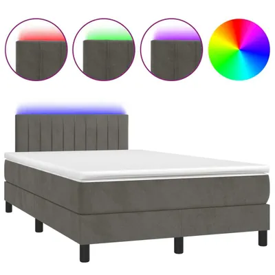 Zdjęcie produktu dla Łóżko Kontynentalne Z Materacem I Led, Ciemnoszare, 120X190 Cm Lumarko!