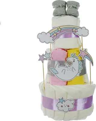 Produktbild von Windeltorte BABY UNICORN flieder