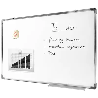 Produktbild von Offize Wizard Profi Whiteboard 60x90 cm Magnettafel mit Alu-Rahmen, abwischbares Memoboard magnethaftend inklusive Stiftablage für Büro