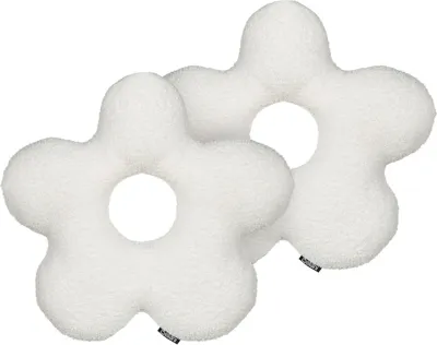 Zdjęcie produktu dla BELIANI 2 poduszki białe teddy materiałowe poduszki w kształcie kwiatków miękkie wypełnienie do salonu sypialni