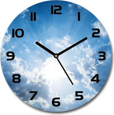 Produktbild von Wanduhr aus Glas 30fi Glasbild Glasuhr Gehärtetes Glas - schwarze-zeiger - Clouds in the sky
