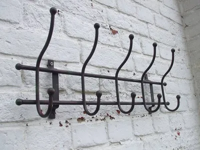Produktbild von Stabile Wandgarderobe Hakenleiste 10 Haken Eisen Wandhaken 62 cm