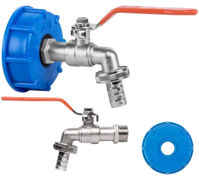 Produktbild von IBC Kugelhahn S60x6 Adapter Auslaufhahn für Wassertank Regentonne Mauzer Schlauchanschluss 1 2 Messing vernickelt