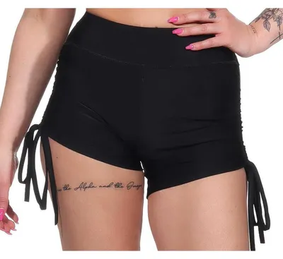 Produktbild von Damen Sport Shorts Hotpants kurz Radler Fitness; Schwarz XL/2XL