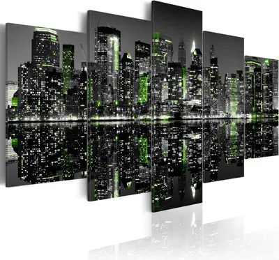 Produktbild von Modernes Wandbild 030111- 36 (100x50) - 5 Teilig Bilder Fotografie auf Vlies Leinwand Foto Bild Dekoration Wand Bilder Kunstdruck New York