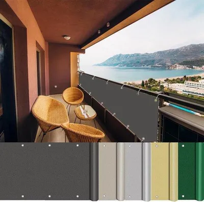Immagine prodotto di Divisorio per esterni - Recinzione per balcone - Paravento - Resistente alle intemperie - 170 x 500 cm - Effetto antracite