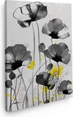 Produktbild von Wandbild Leinwandbild abstrakt mit Blumen Kunstdruck XL Wanddeko: 100x150x4cm