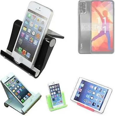 Produktbild von K-S-Trade Handy-Ständer kompatibel mit Lava Yuva Pro faltbarer Tischständer Smartphone Tablet Halterung Reise