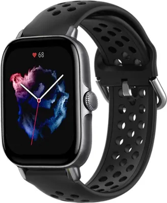 Produktbild von Strap-it Amazfit GTS 3 Silikonarmband mit Löchern (Schwarz)